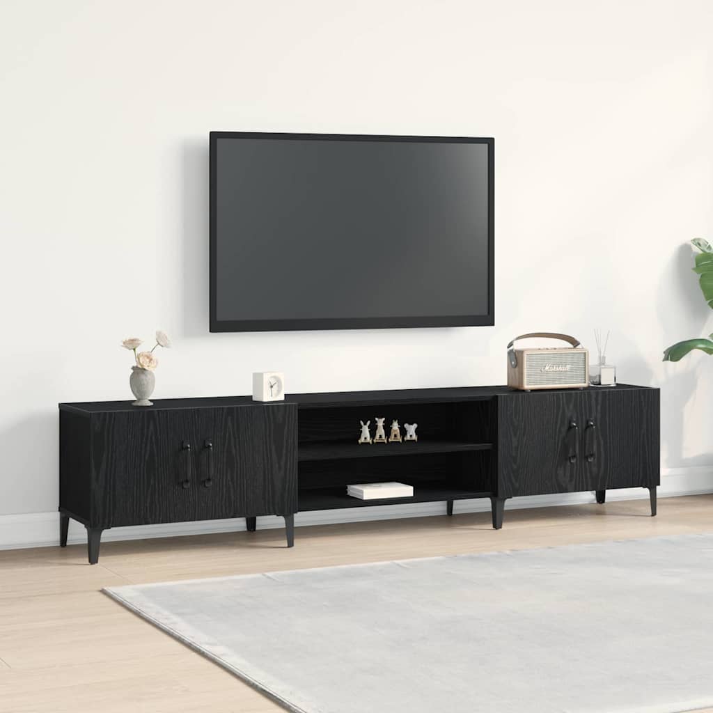 Mobile TV Rovere Nero 180 x 31,5 x 40 cm Legno multistrato