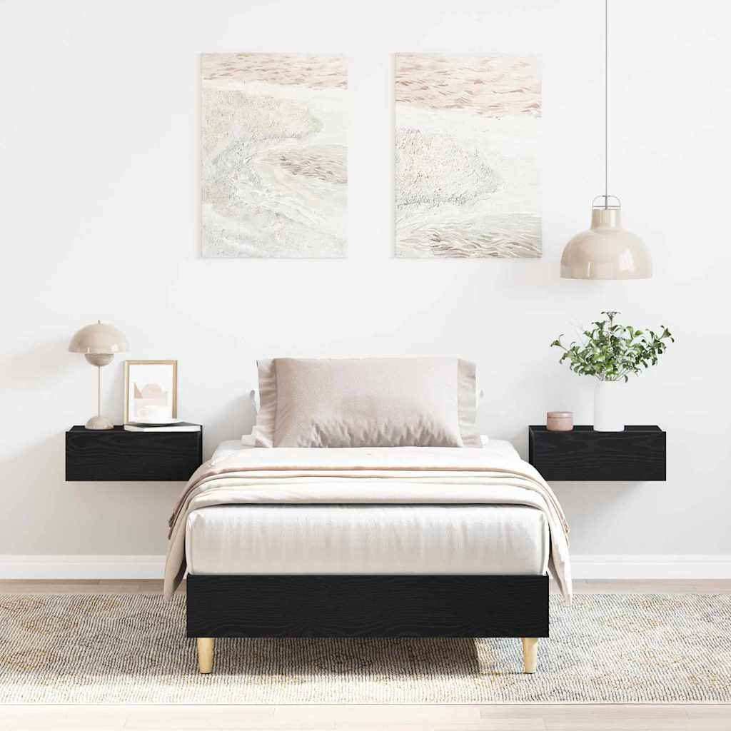 Struttura del letto Rovere nero 90 x 200 cm Legno multistrato