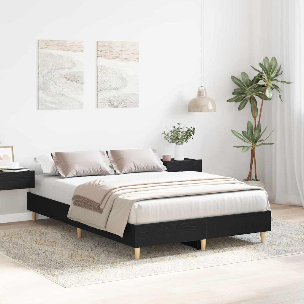 Struttura del letto Rovere Nero 193 x 138 x 25 cm | homemem39