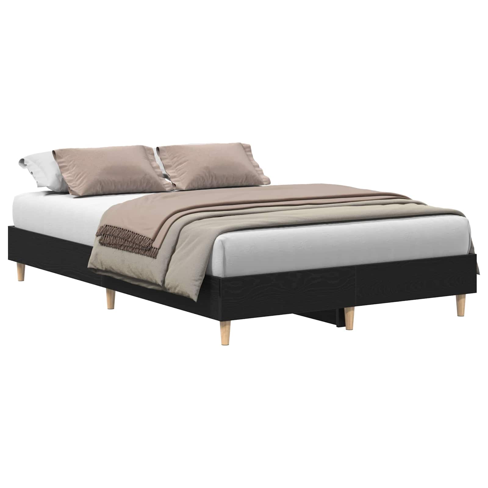 Struttura del letto Rovere Nero 193 x 138 x 25 cm | homemem39