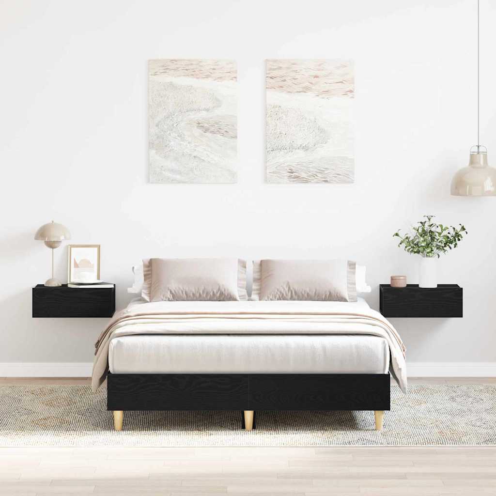 Struttura del letto Rovere Nero 193 x 123 x 25 cm | homemem39