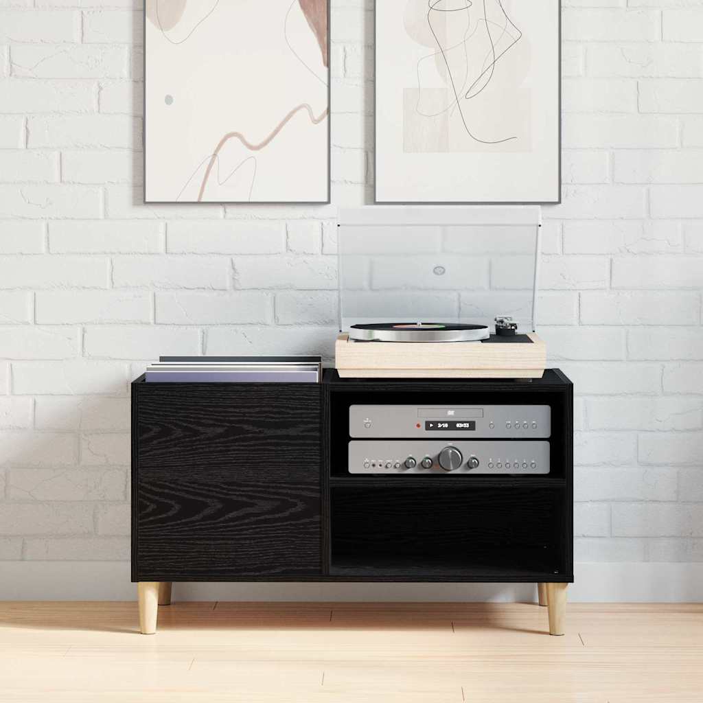 Mobile porta vinili Rovere nero 84,5 x 38 x 48 cm | homemem39