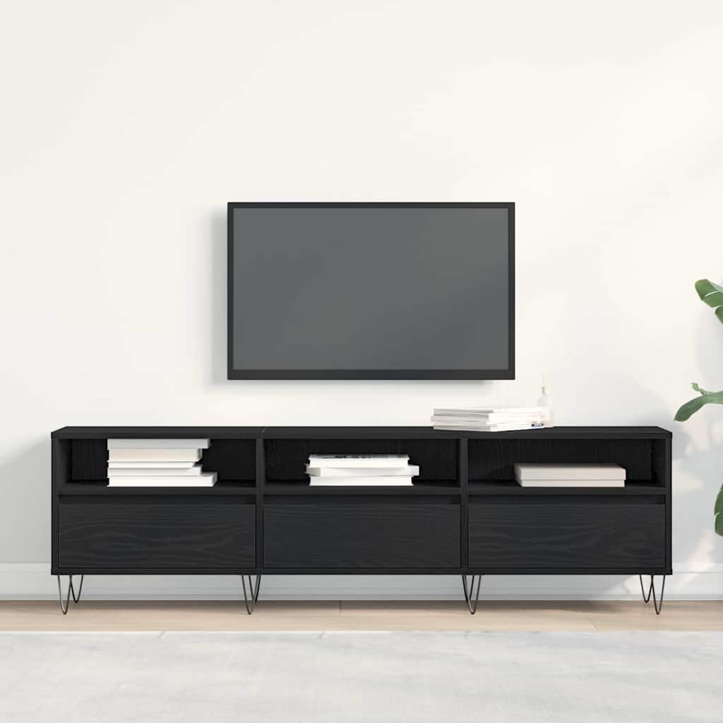 Mobile TV Rovere Nero 150 x 30 x 44,5 cm Legno multistrato