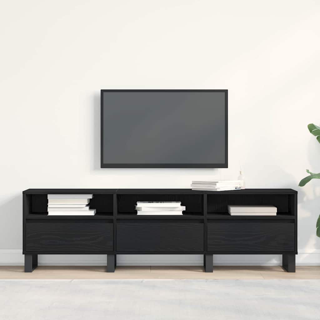Mobile TV Rovere Nero 150 x 30 x 44,5 cm Legno multistrato