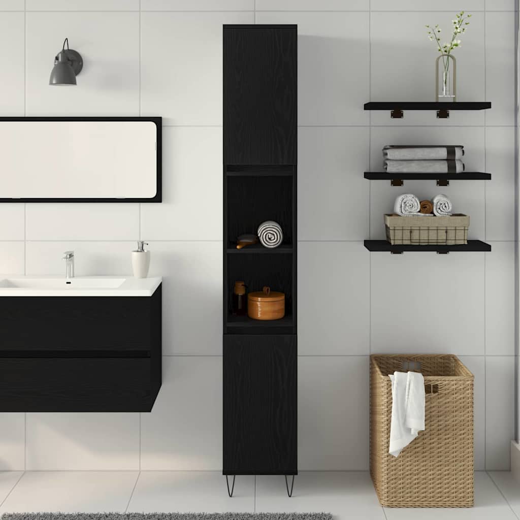 Mobile da Bagno Rovere Nero 30 x 30 x 190 cm | homemem39
