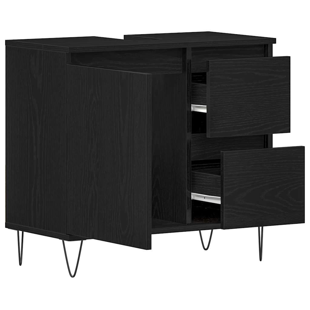 Armadio per Lavabo da Bagno Rovere Nero 65 x 33 x 60 cm | homemem39