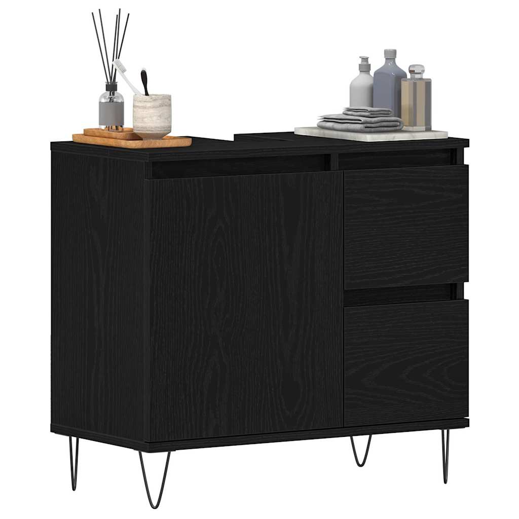 Armadio per Lavabo da Bagno Rovere Nero 65 x 33 x 60 cm | homemem39
