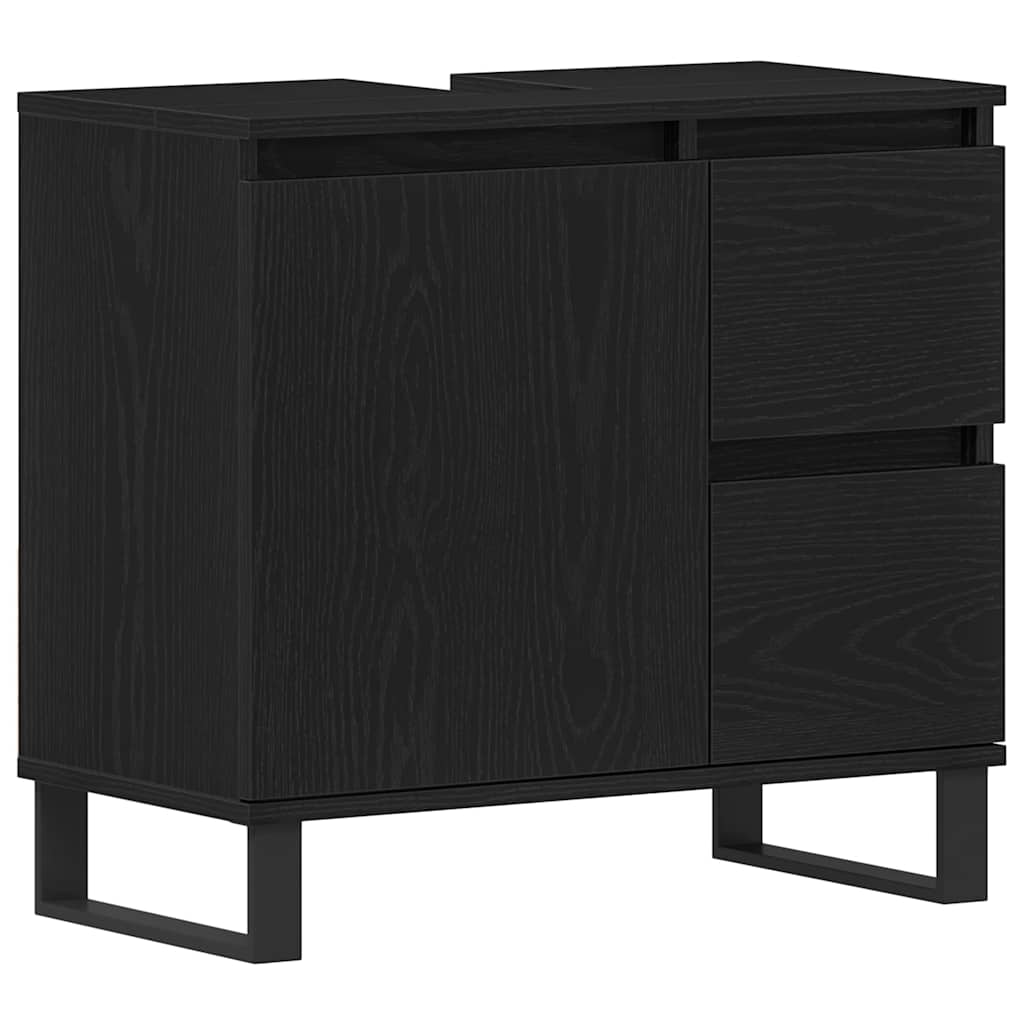 Armadio per Lavabo da Bagno Rovere Nero 65 x 33 x 60 cm | homemem39