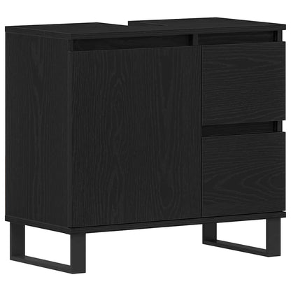 Armadio per Lavabo da Bagno Rovere Nero 65 x 33 x 60 cm | homemem39