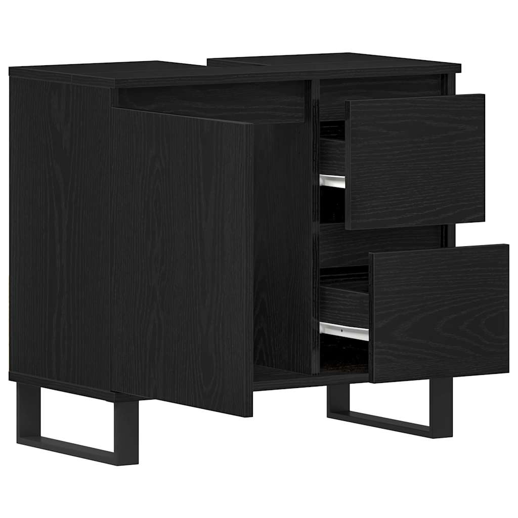 Armadio per Lavabo da Bagno Rovere Nero 65 x 33 x 60 cm | homemem39