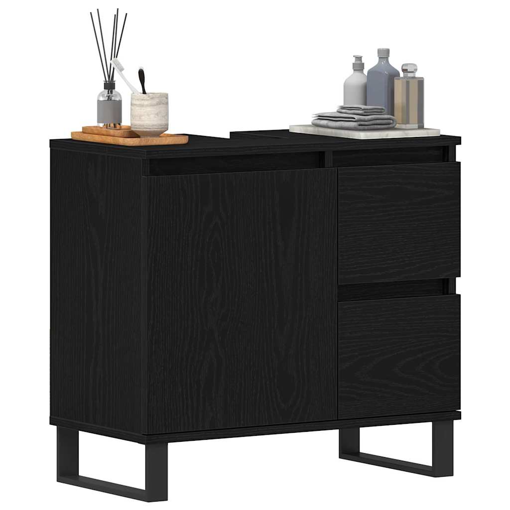 Armadio per Lavabo da Bagno Rovere Nero 65 x 33 x 60 cm | homemem39