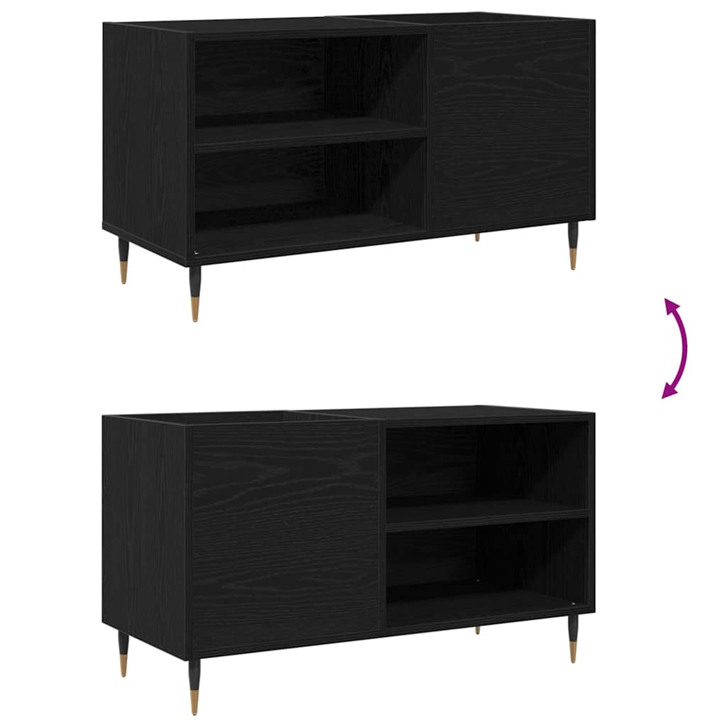 Mobile porta vinili con lo scaffale Rovere Nero 85 x 38 x 48 cm