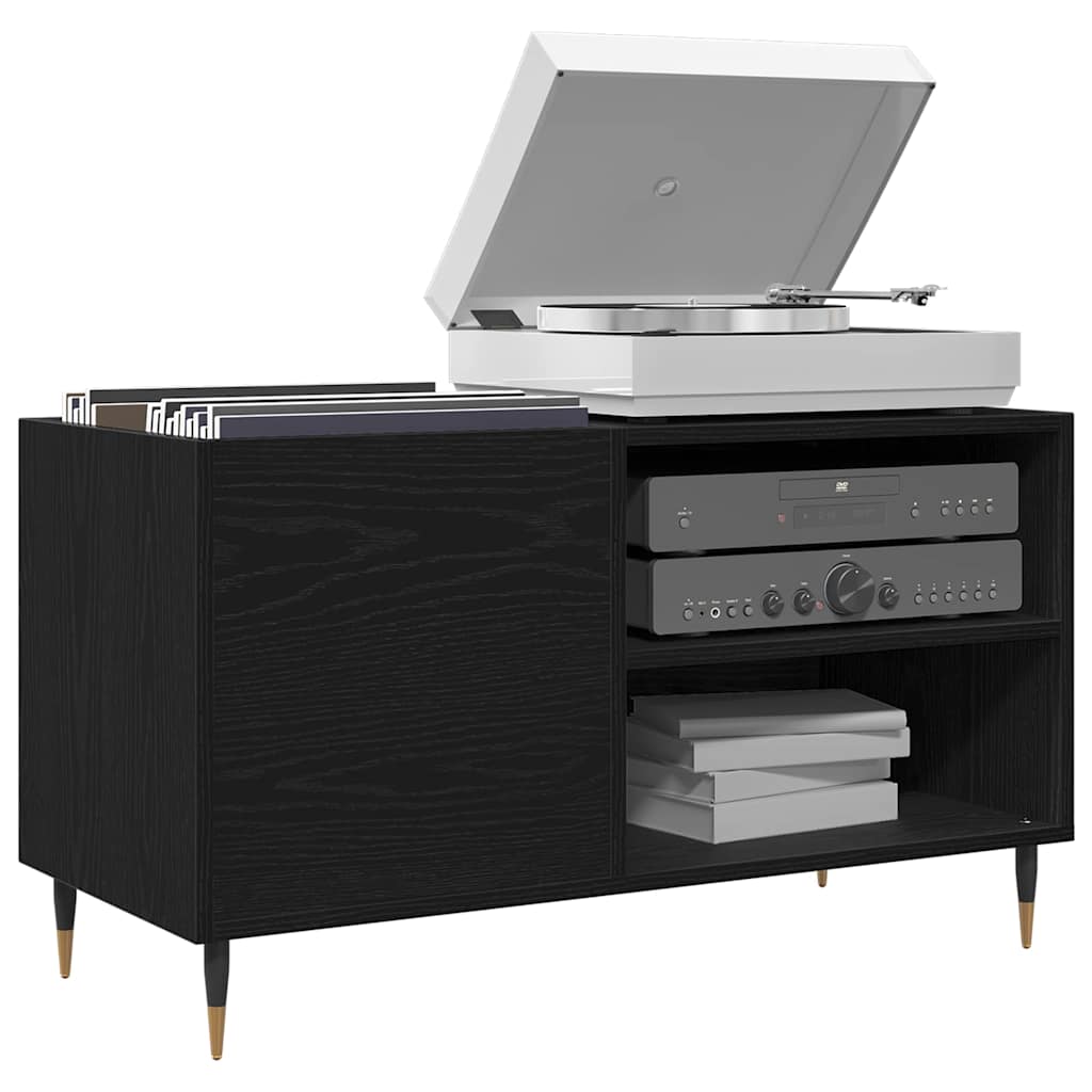 Mobile porta vinili con lo scaffale Rovere Nero 85 x 38 x 48 cm | homemem39