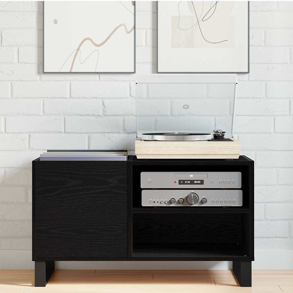 Mobile porta vinili con lo scaffale Rovere Nero 85 x 38 x 48 cm | homemem39