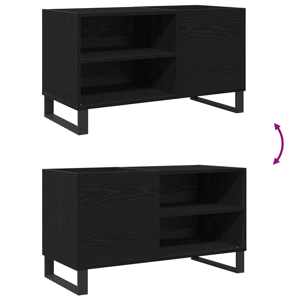 Mobile porta vinili con lo scaffale Rovere Nero 85 x 38 x 48 cm | homemem39