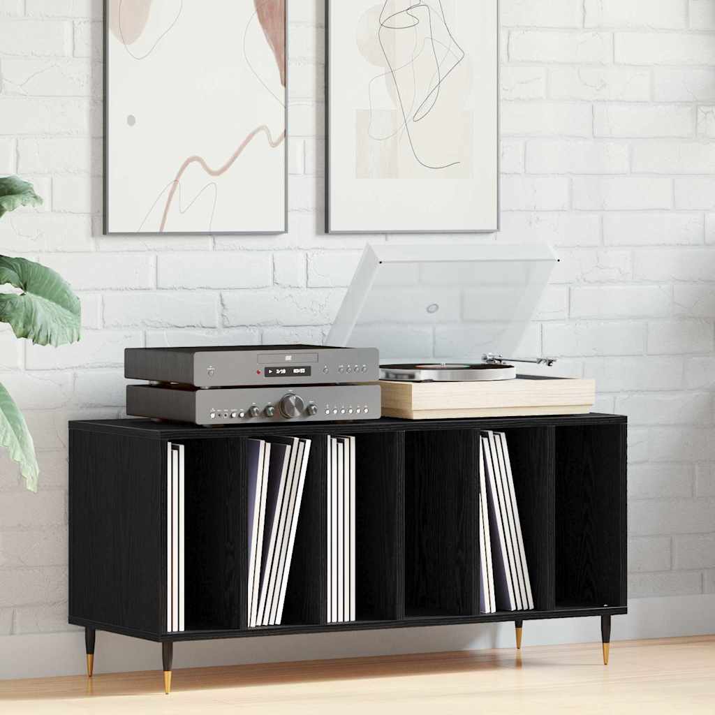 Mobile porta vinili Rovere Nero 100 x 38 x 48 cm | homemem39