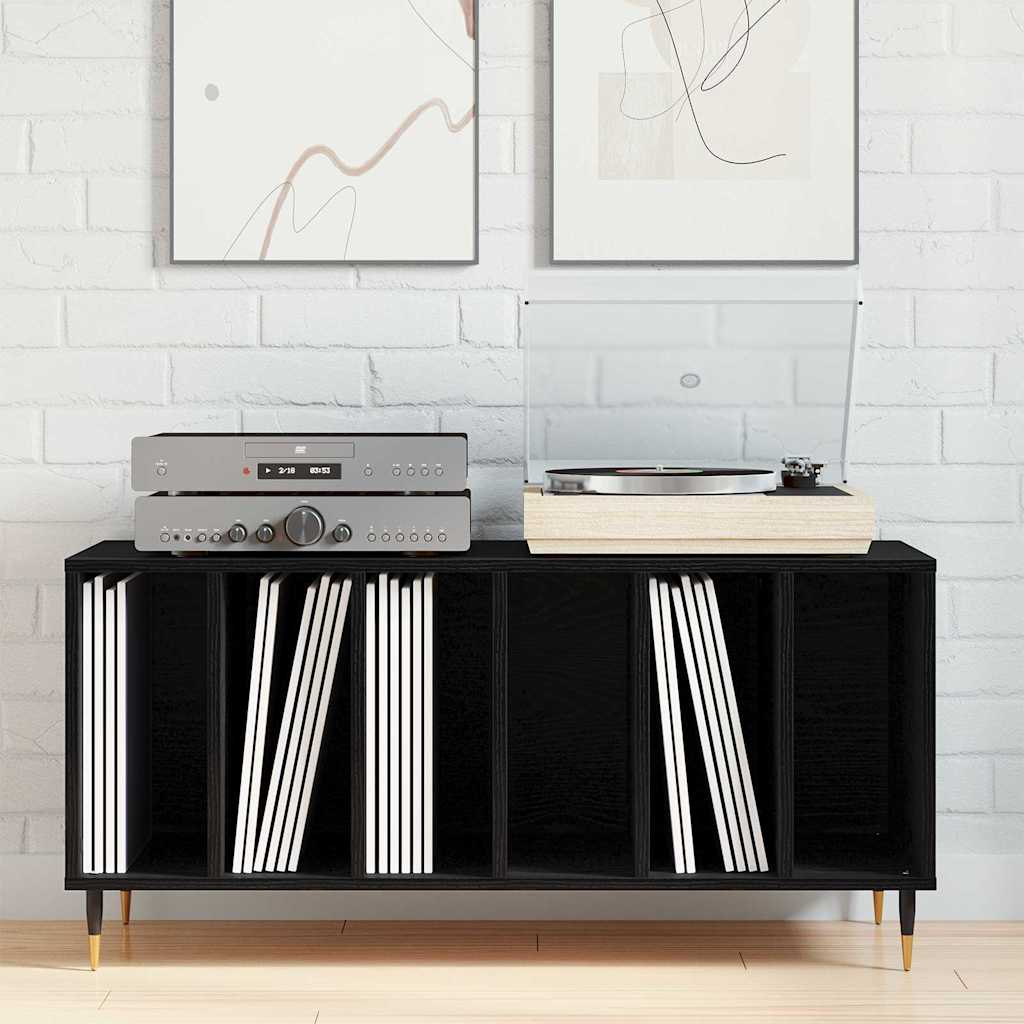 Mobile porta vinili Rovere Nero 100 x 38 x 48 cm | homemem39