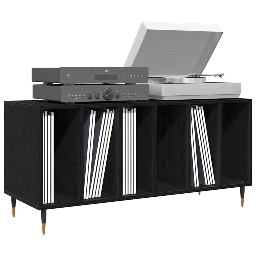 Mobile porta vinili Rovere Nero 100 x 38 x 48 cm | homemem39