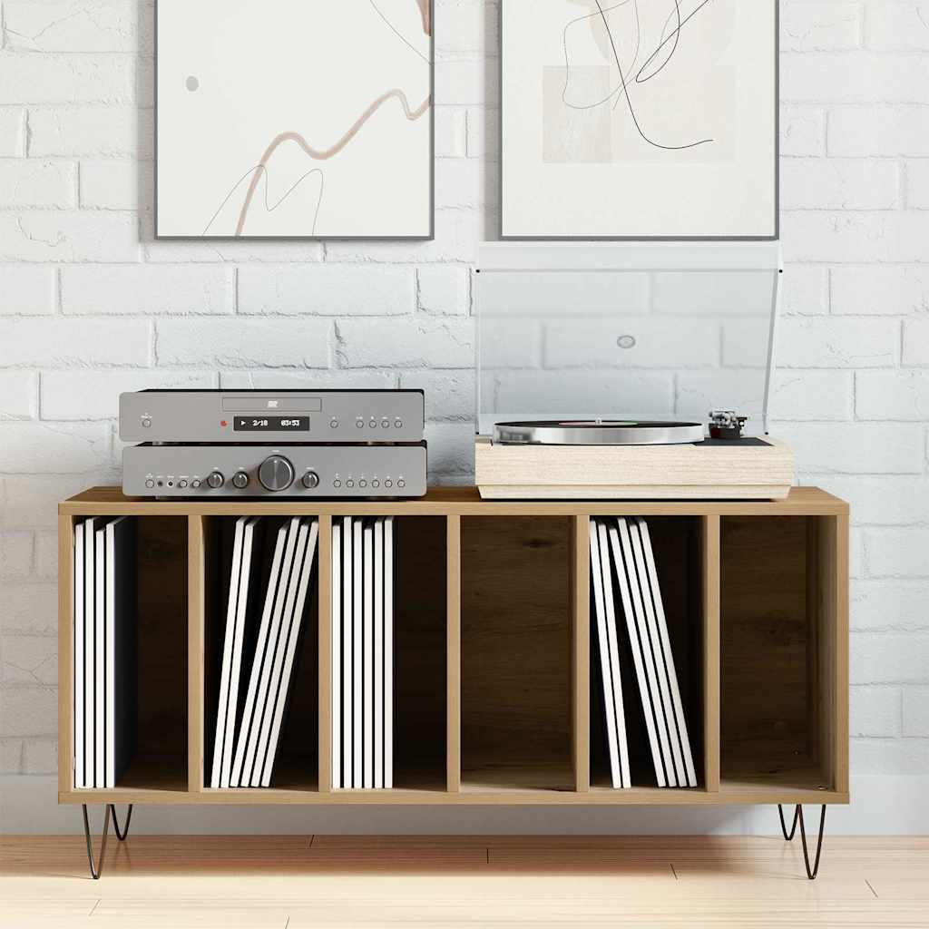 Mobile porta vinili rovere artigianale 100 x 38 x 48 cm | homemem39