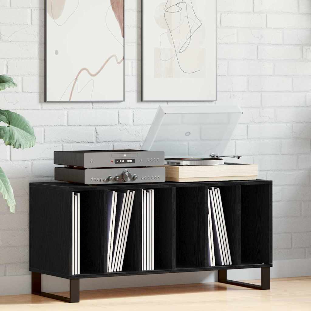 Mobile porta vinili Rovere Nero 100 x 38 x 48 cm | homemem39