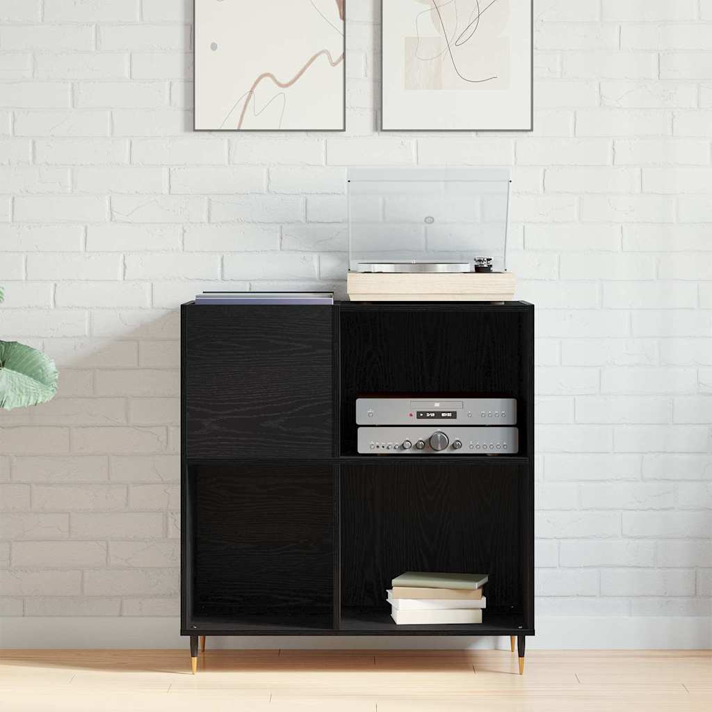 Mobile porta vinili con lo scaffale Rovere Nero 85 x 38 x 89 cm | homemem39