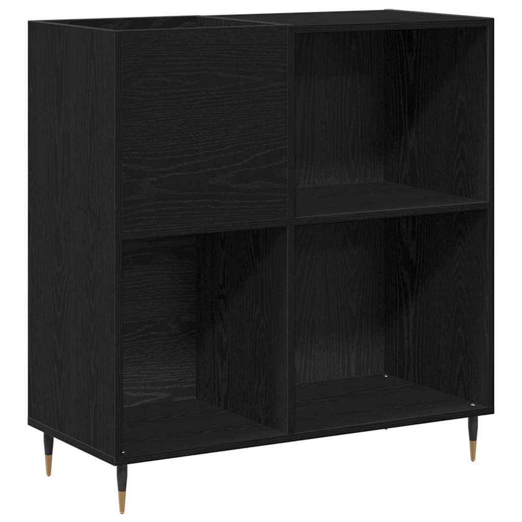 Mobile porta vinili con lo scaffale Rovere Nero 85 x 38 x 89 cm | homemem39