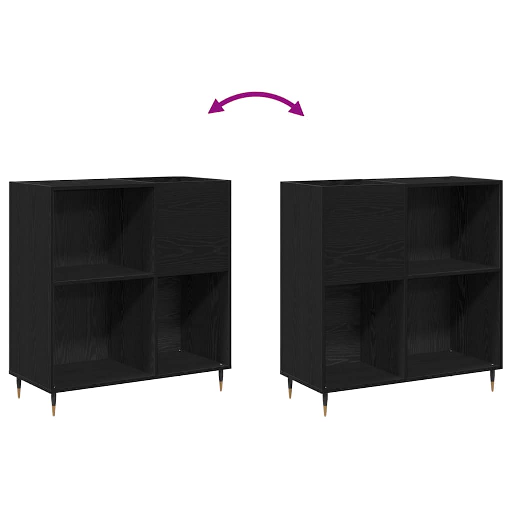Mobile porta vinili con lo scaffale Rovere Nero 85 x 38 x 89 cm | homemem39
