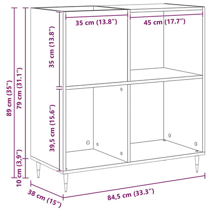 Mobile porta vinili con lo scaffale Rovere Nero 85 x 38 x 89 cm