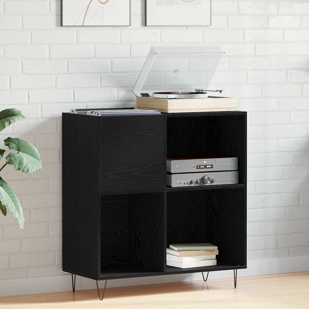 Mobile porta vinili con lo scaffale Rovere Nero 85 x 38 x 89 cm