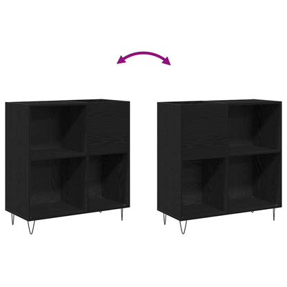 Mobile porta vinili con lo scaffale Rovere Nero 85 x 38 x 89 cm | homemem39