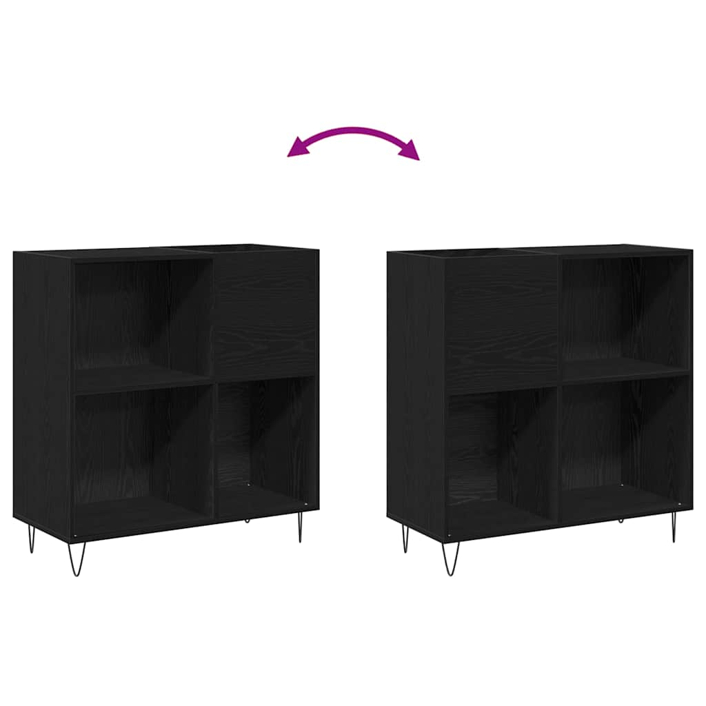 Mobile porta vinili con lo scaffale Rovere Nero 85 x 38 x 89 cm