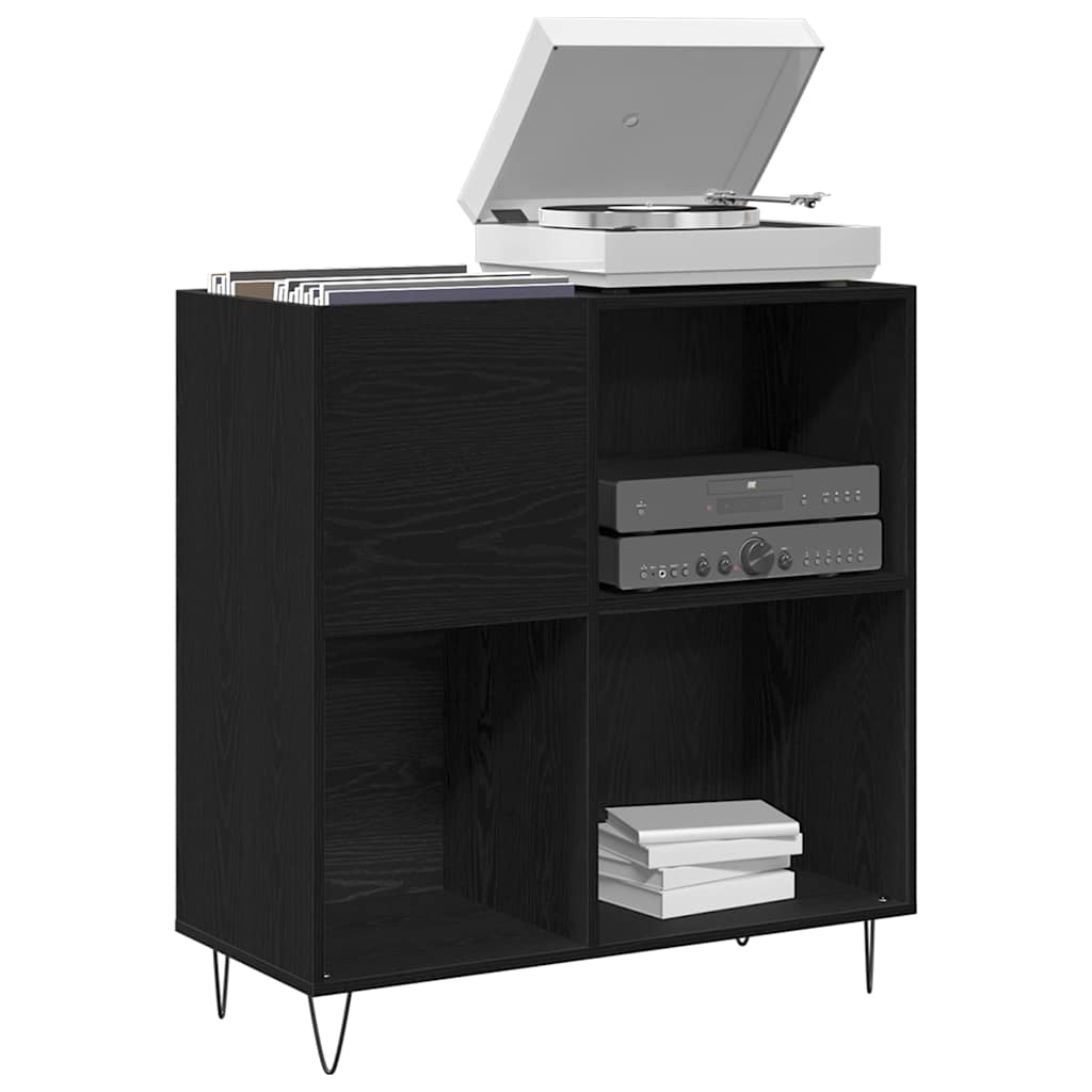 Mobile porta vinili con lo scaffale Rovere Nero 85 x 38 x 89 cm | homemem39