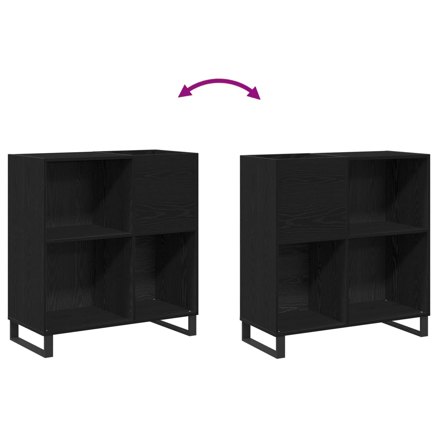 Mobile porta vinili con lo scaffale Rovere Nero 85 x 38 x 89 cm | homemem39