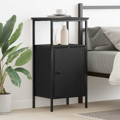 Armadio da Notte Rovere Nero 41 x 31 x 80 cm Legno multistrato | homemem39