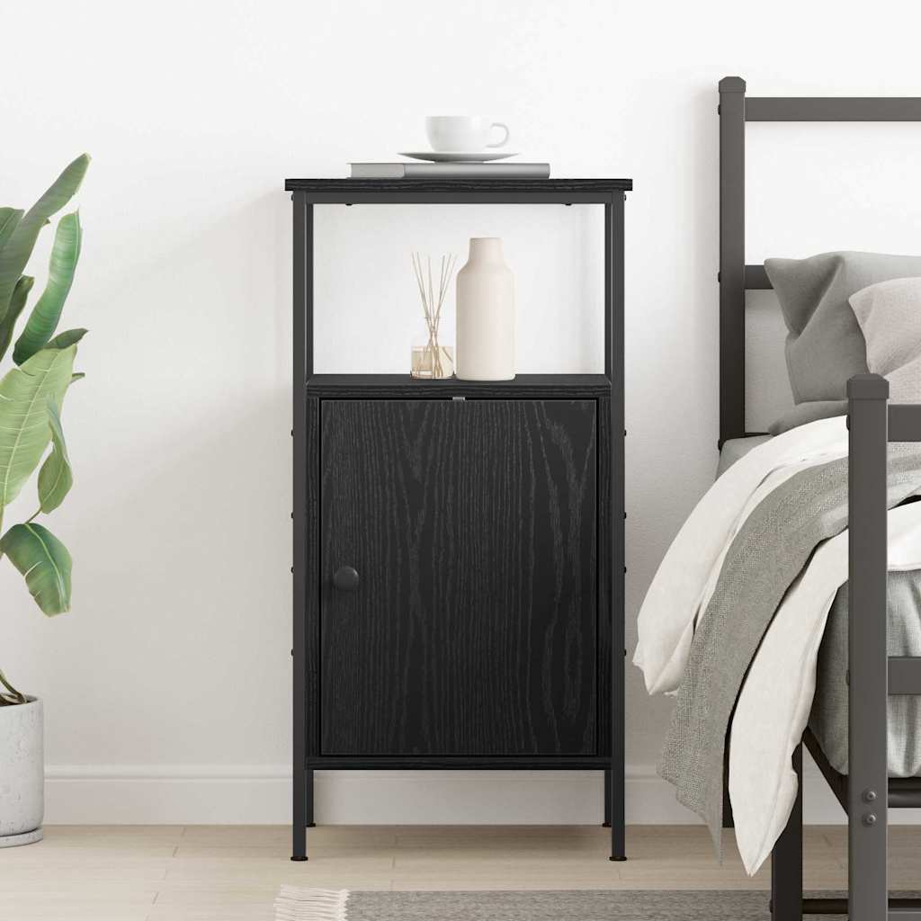 Armadio da Notte Rovere Nero 41 x 31 x 80 cm Legno multistrato | homemem39