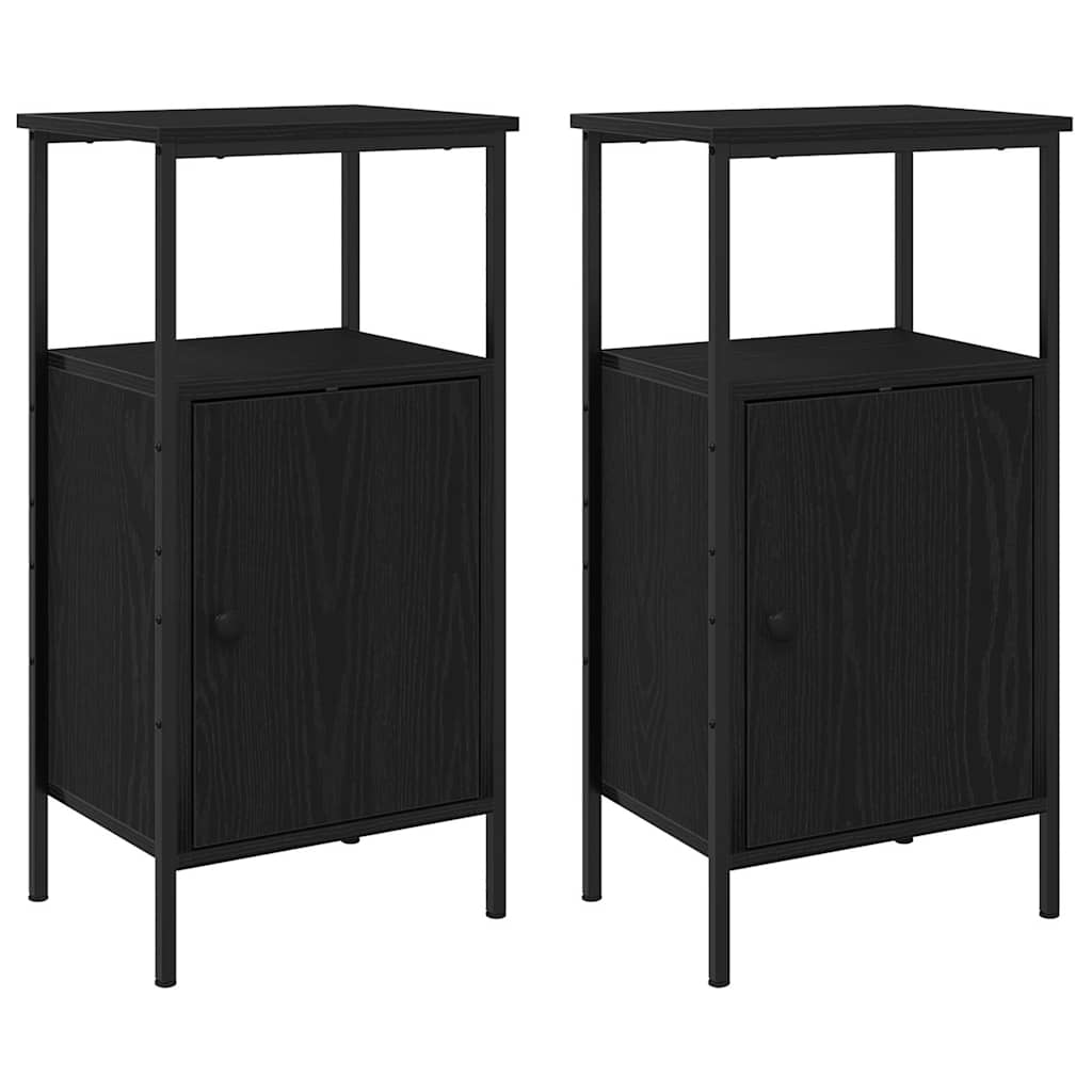 Armadio da Notte 2 pcs Rovere Nero 41 x 31 x 80 cm | homemem39