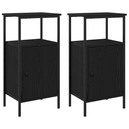 Armadio da Notte 2 pcs Rovere Nero 41 x 31 x 80 cm | homemem39