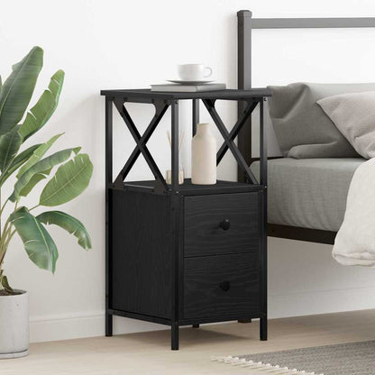 Armadio da Notte con cassetto Rovere Nero 34 x 35,5 x 70 cm | homemem39