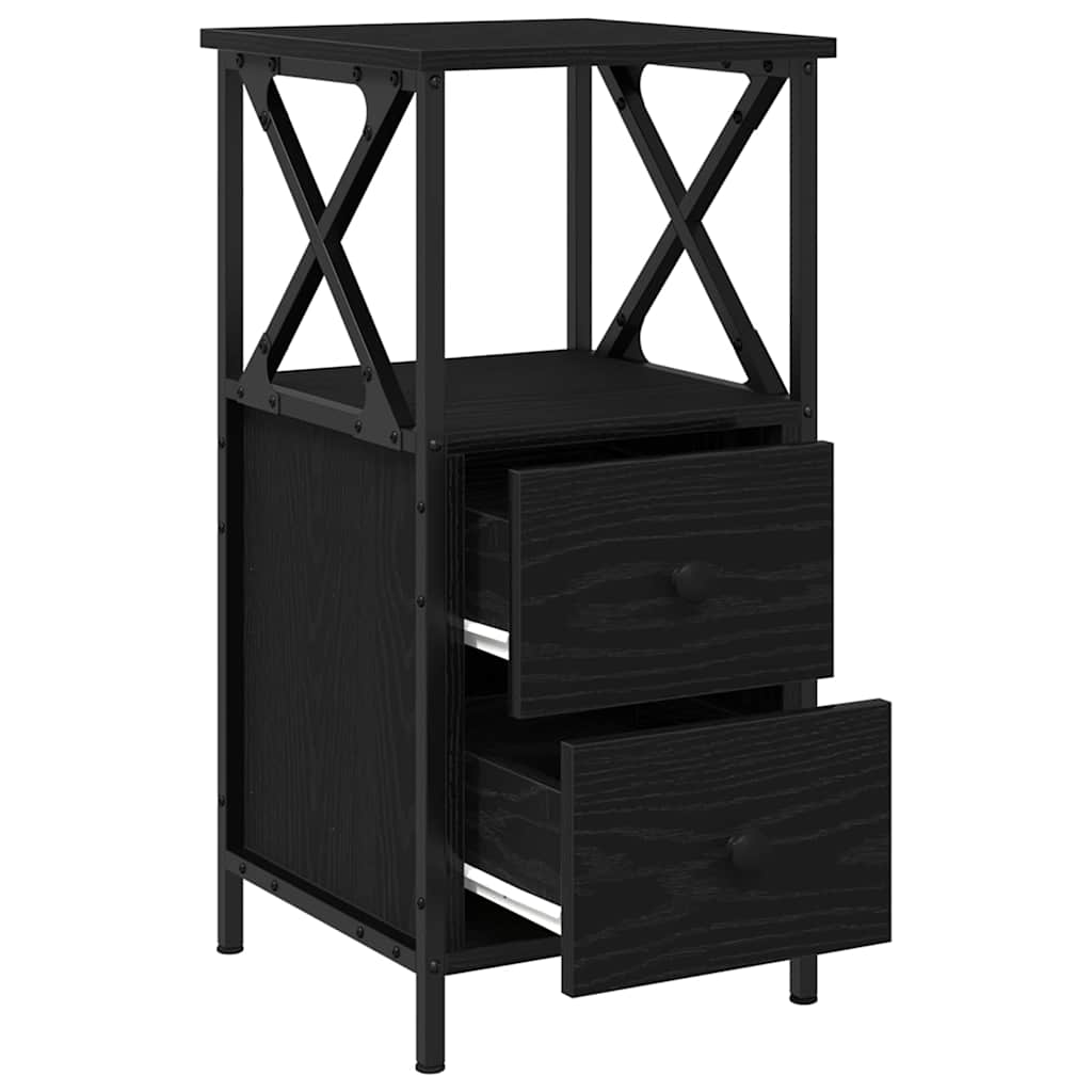 Armadio da Notte con cassetto Rovere Nero 34 x 35,5 x 70 cm
