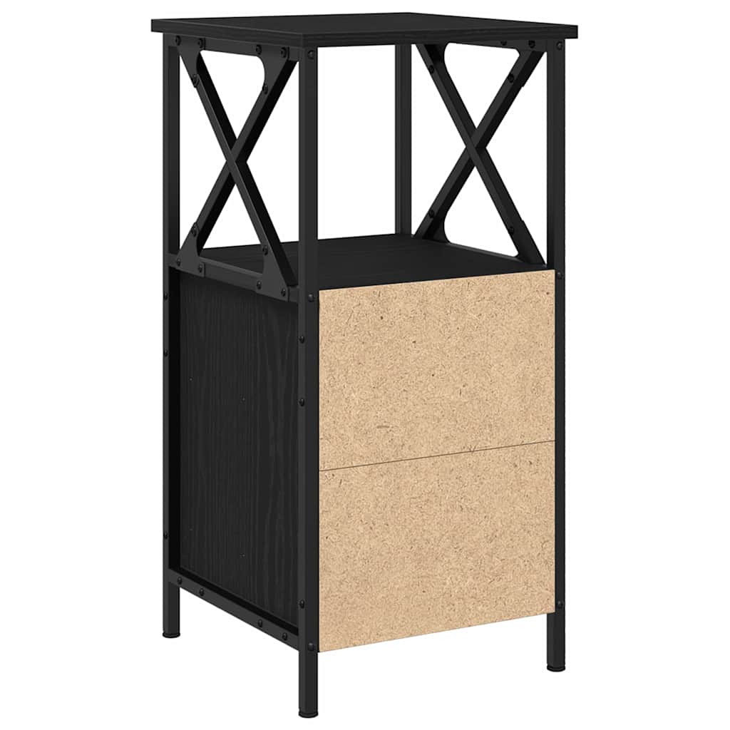 Armadio da Notte con cassetto Rovere Nero 34 x 35,5 x 70 cm