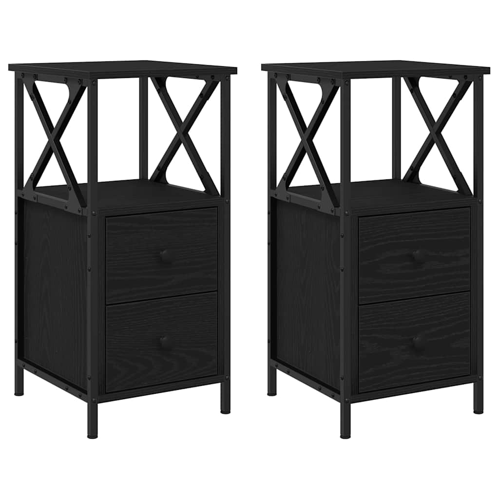 Armadio da Notte 2 pcs Rovere Nero 34 x 35,5 x 70 cm