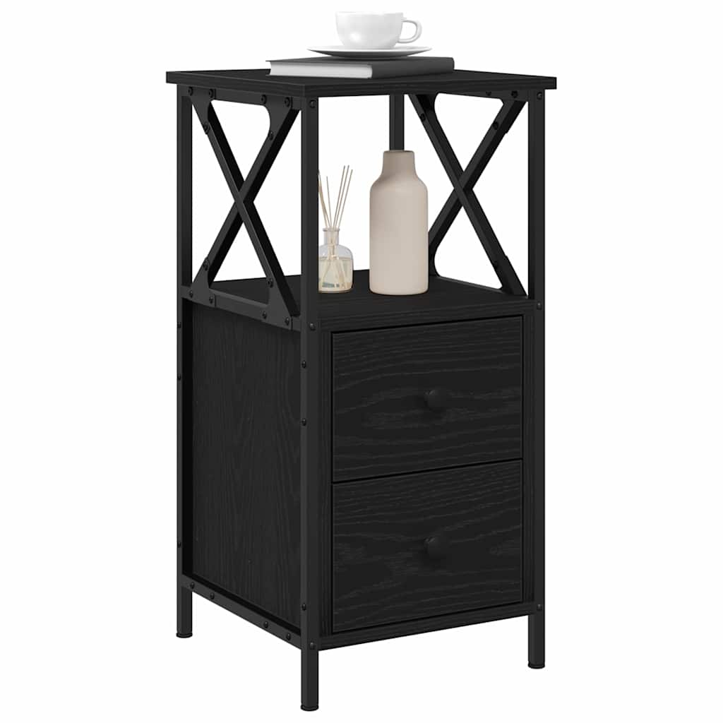 Armadio da Notte 2 pcs Rovere Nero 34 x 35,5 x 70 cm