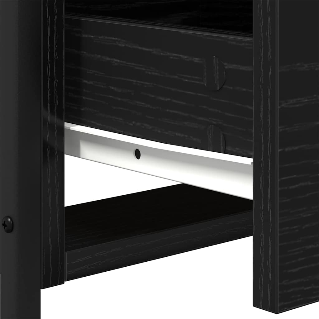 Armadio da Notte con cassetto Rovere Nero 34 x 35,5 x 50 cm