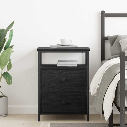 Armadio da Notte con cassetto Rovere Nero 34 x 35,5 x 50 cm