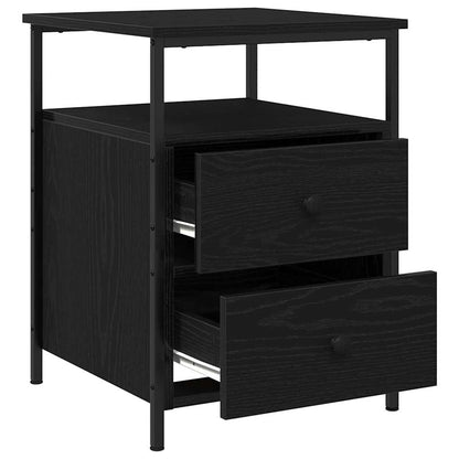 Armadio da Notte con cassetto Rovere Nero 34 x 35,5 x 50 cm