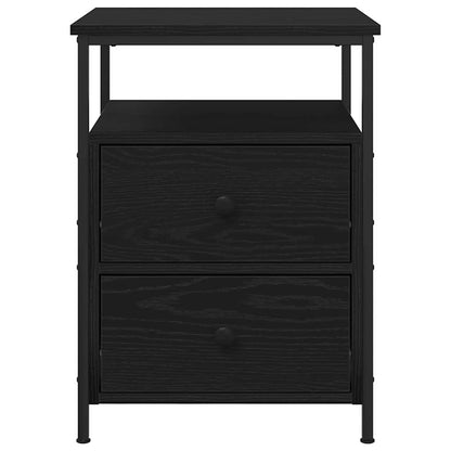 Armadio da Notte con cassetto Rovere Nero 34 x 35,5 x 50 cm