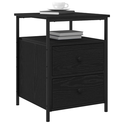 Armadio da Notte con cassetto Rovere Nero 34 x 35,5 x 50 cm