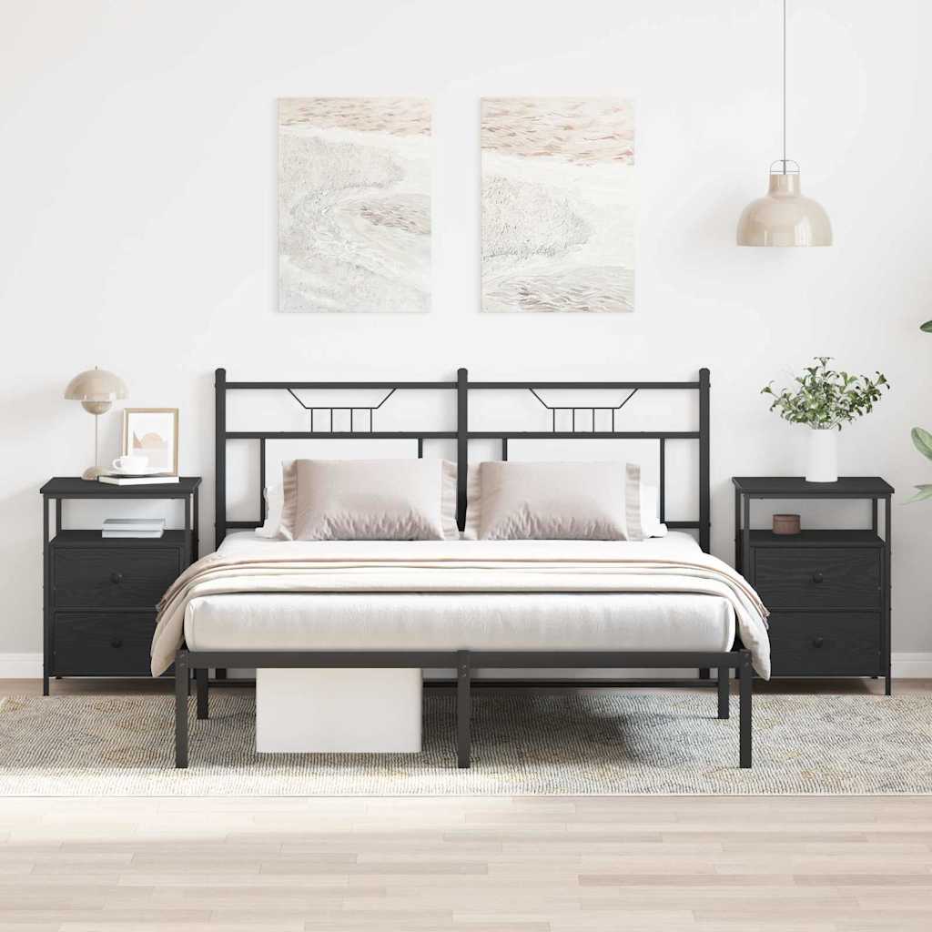Armadio da Notte 2 pcs Rovere Nero 34 x 35,5 x 50 cm