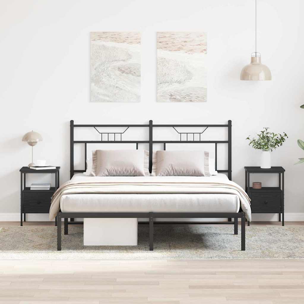 Armadio da Notte con cassetto 2 pcs Rovere Nero 34 x 36 x 50 cm | homemem39