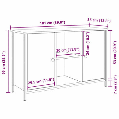 Set mobile TV Rovere Nero 101 x 35 x 65 cm Legno multistrato